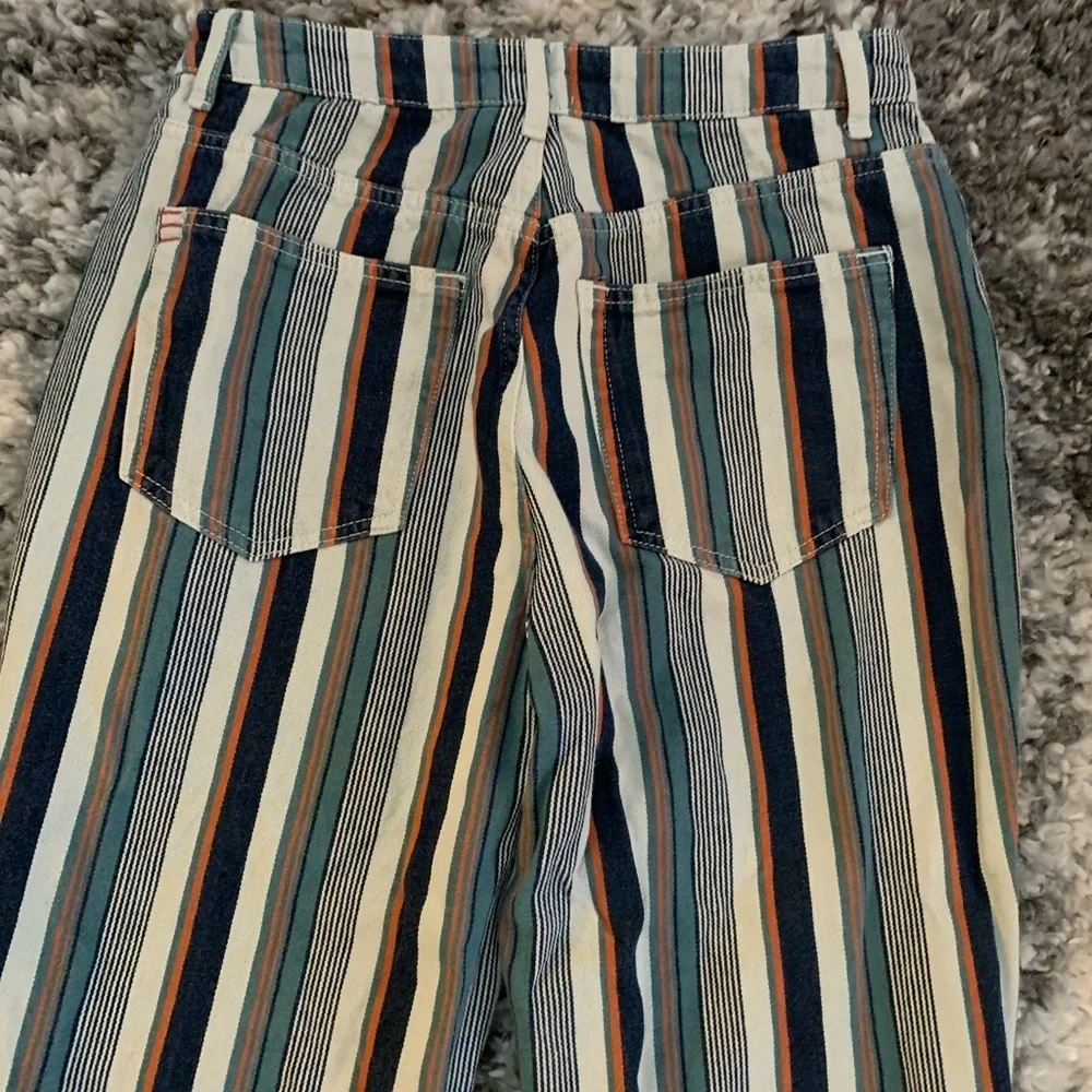 BDG Urban Outfitters Mom High Rise Multicolored Stripes Long Pants Denim Sz 28